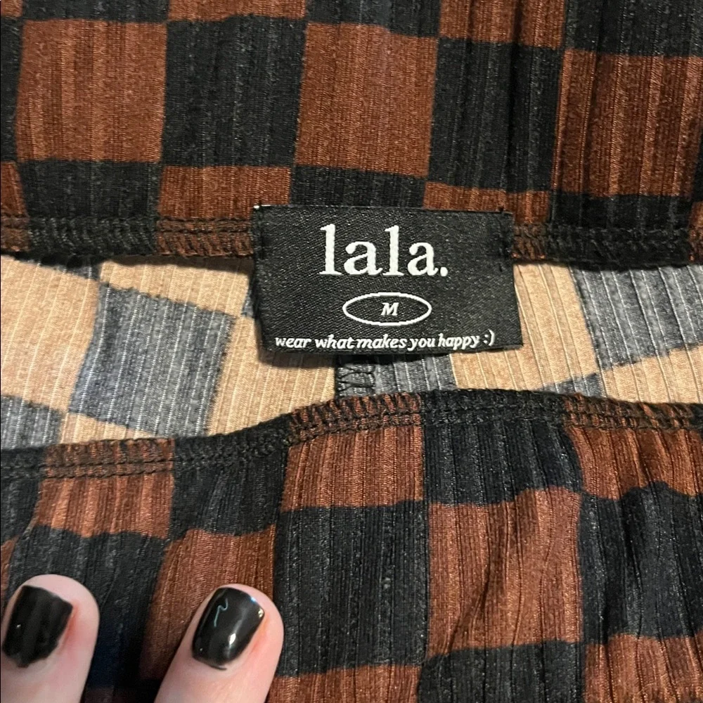 Dressed in LALA Malone Biker set in Mocha and Black Checkerboard - Picture 16 of 16